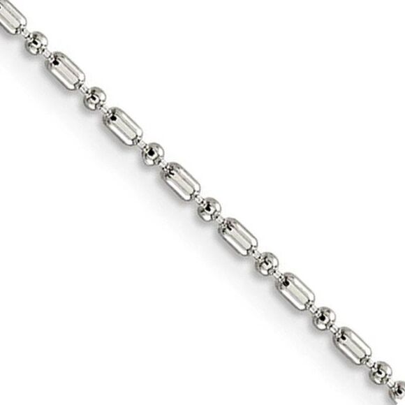 1.5mm Sterling Silver Solid Fancy Beaded Chain Necklace, 24 inch - Picture 1 of 8